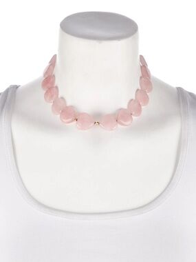 Nest Jewelry Pink Rose Quartz Heart Bead Choker Necklace